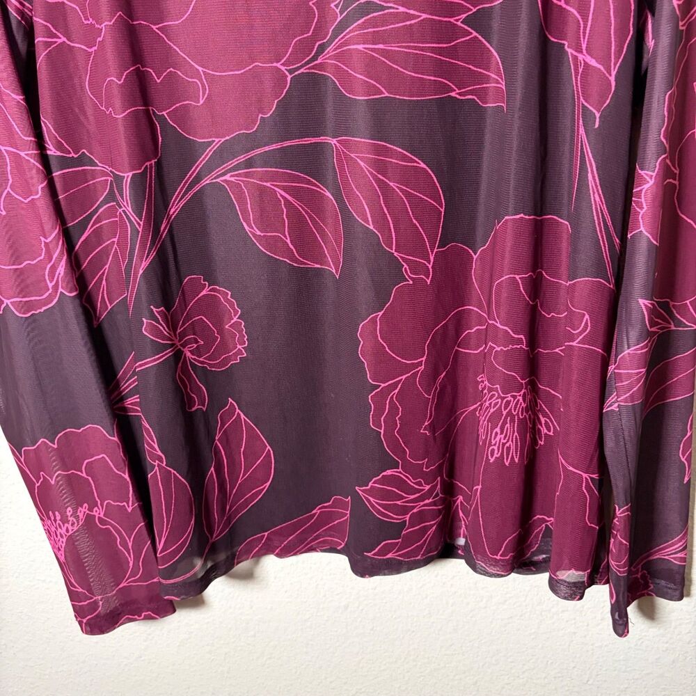 Les Serein Blouse Women's XL V-Neck Floral Long Sleeve Casual Top Shirt - Picture 4 of 8